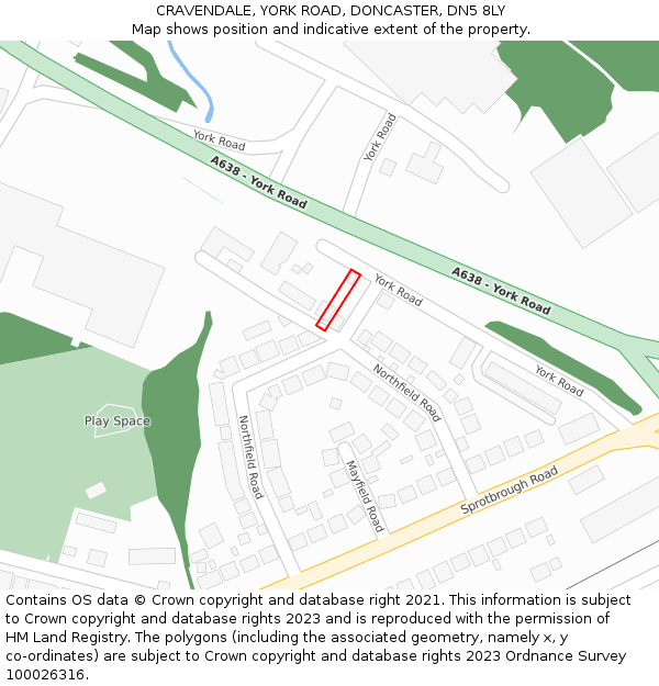 CRAVENDALE, YORK ROAD, DONCASTER, DN5 8LY: Location map and indicative extent of plot