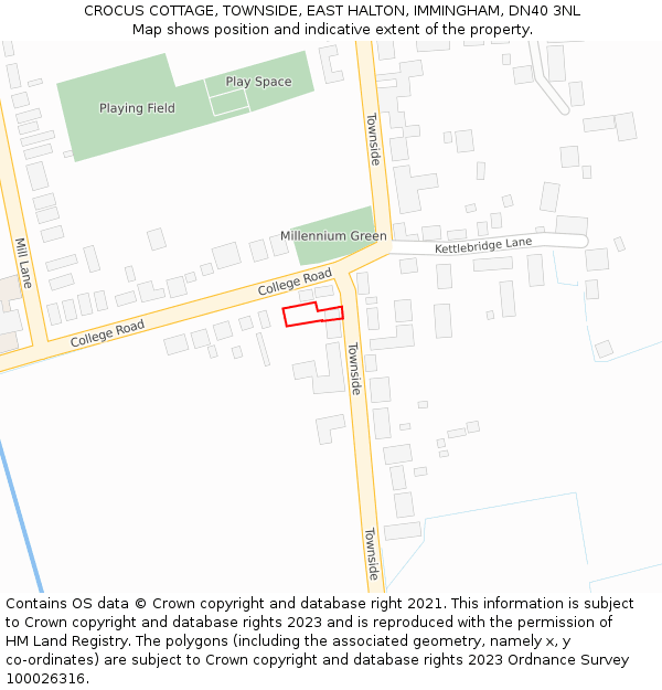 CROCUS COTTAGE, TOWNSIDE, EAST HALTON, IMMINGHAM, DN40 3NL: Location map and indicative extent of plot