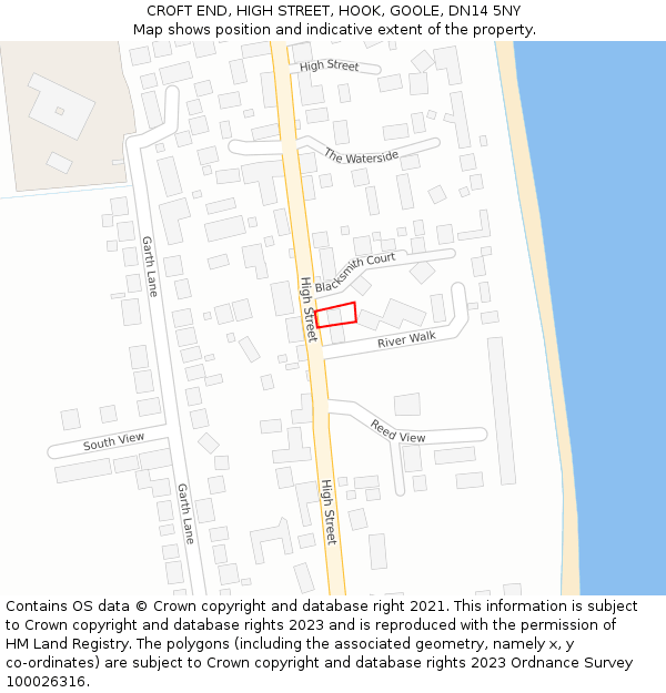 CROFT END, HIGH STREET, HOOK, GOOLE, DN14 5NY: Location map and indicative extent of plot