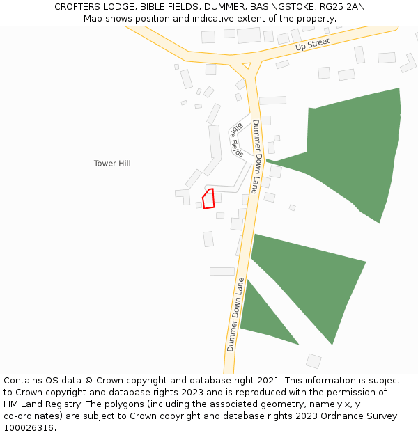 CROFTERS LODGE, BIBLE FIELDS, DUMMER, BASINGSTOKE, RG25 2AN: Location map and indicative extent of plot