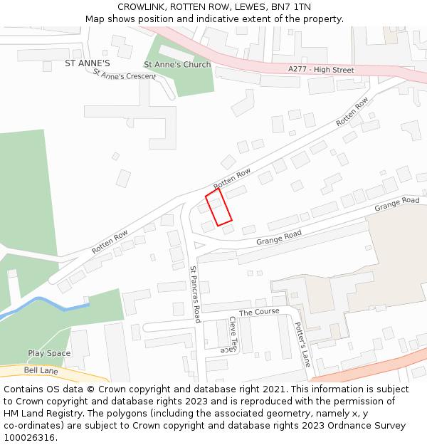 CROWLINK, ROTTEN ROW, LEWES, BN7 1TN: Location map and indicative extent of plot