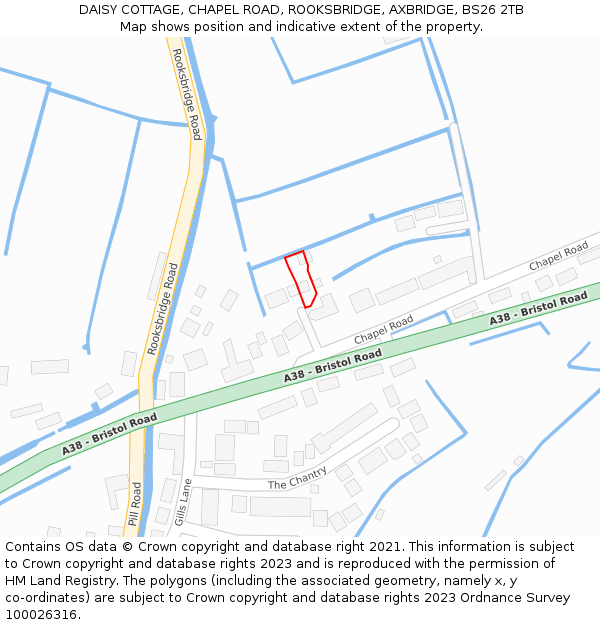 DAISY COTTAGE, CHAPEL ROAD, ROOKSBRIDGE, AXBRIDGE, BS26 2TB: Location map and indicative extent of plot