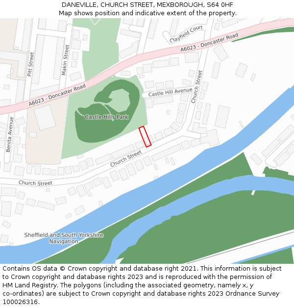 DANEVILLE, CHURCH STREET, MEXBOROUGH, S64 0HF: Location map and indicative extent of plot