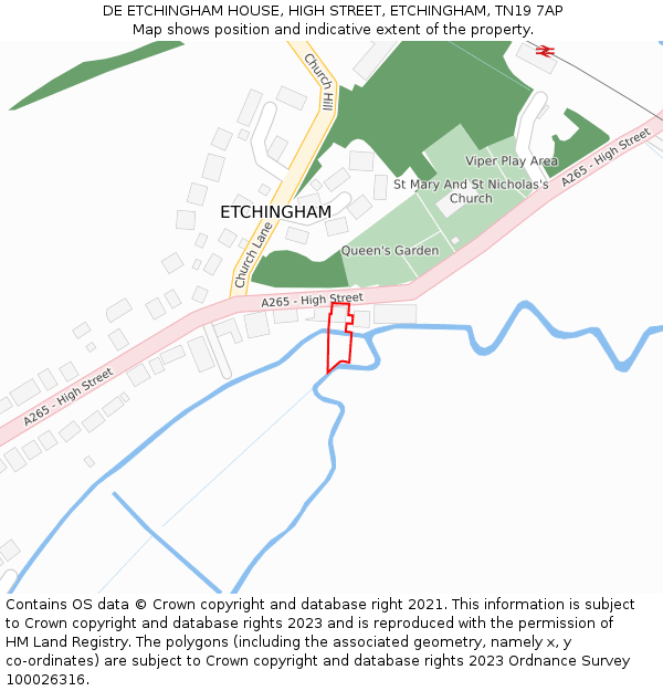 DE ETCHINGHAM HOUSE, HIGH STREET, ETCHINGHAM, TN19 7AP: Location map and indicative extent of plot