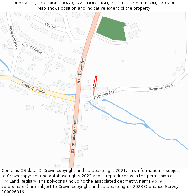 DEANVILLE, FROGMORE ROAD, EAST BUDLEIGH, BUDLEIGH SALTERTON, EX9 7DR: Location map and indicative extent of plot