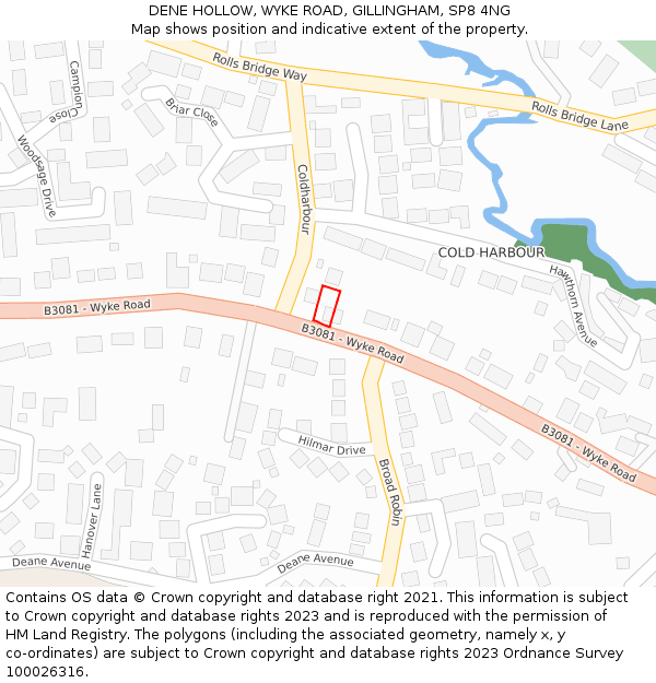 DENE HOLLOW, WYKE ROAD, GILLINGHAM, SP8 4NG: Location map and indicative extent of plot
