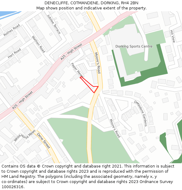 DENECLIFFE, COTMANDENE, DORKING, RH4 2BN: Location map and indicative extent of plot