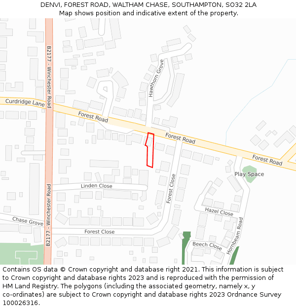 DENVI, FOREST ROAD, WALTHAM CHASE, SOUTHAMPTON, SO32 2LA: Location map and indicative extent of plot