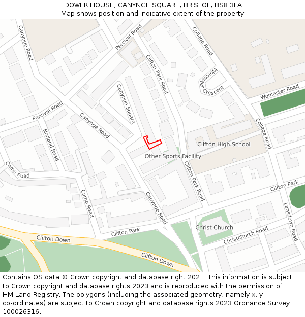 DOWER HOUSE, CANYNGE SQUARE, BRISTOL, BS8 3LA: Location map and indicative extent of plot