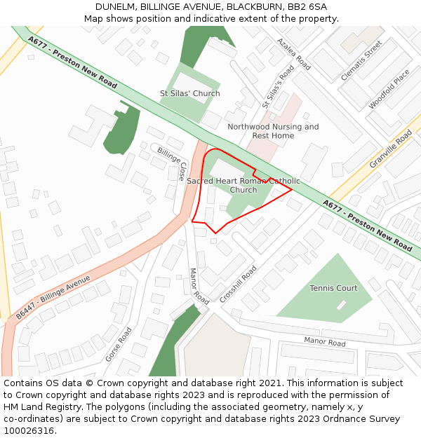 DUNELM, BILLINGE AVENUE, BLACKBURN, BB2 6SA: Location map and indicative extent of plot