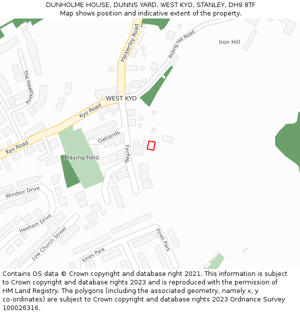 DUNHOLME HOUSE, DUNNS YARD, WEST KYO, STANLEY, DH9 8TF: Location map and indicative extent of plot