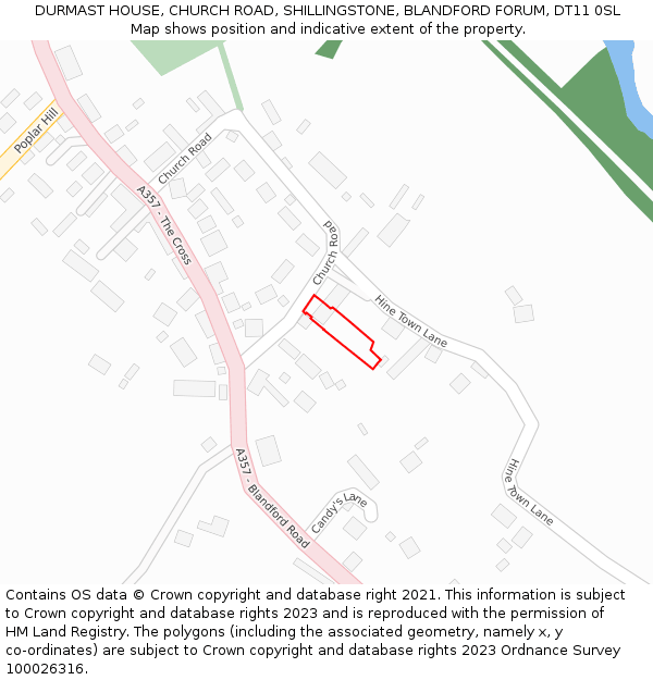DURMAST HOUSE, CHURCH ROAD, SHILLINGSTONE, BLANDFORD FORUM, DT11 0SL: Location map and indicative extent of plot