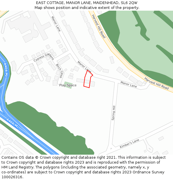 EAST COTTAGE, MANOR LANE, MAIDENHEAD, SL6 2QW: Location map and indicative extent of plot