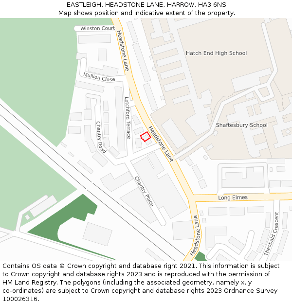 EASTLEIGH, HEADSTONE LANE, HARROW, HA3 6NS: Location map and indicative extent of plot
