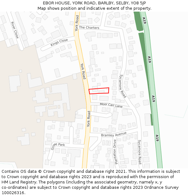 EBOR HOUSE, YORK ROAD, BARLBY, SELBY, YO8 5JP: Location map and indicative extent of plot