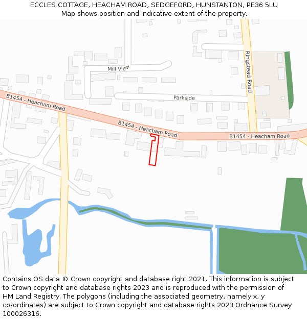 ECCLES COTTAGE, HEACHAM ROAD, SEDGEFORD, HUNSTANTON, PE36 5LU: Location map and indicative extent of plot