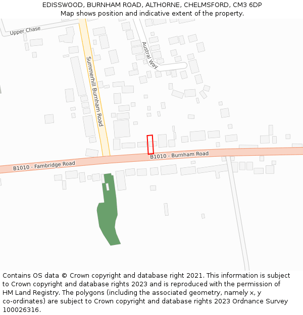 EDISSWOOD, BURNHAM ROAD, ALTHORNE, CHELMSFORD, CM3 6DP: Location map and indicative extent of plot