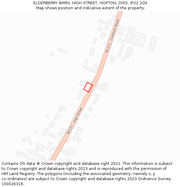 ELDERBERRY BARN, HIGH STREET, HOPTON, DISS, IP22 2QX: Location map and indicative extent of plot