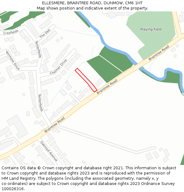 ELLESMERE, BRAINTREE ROAD, DUNMOW, CM6 1HT: Location map and indicative extent of plot