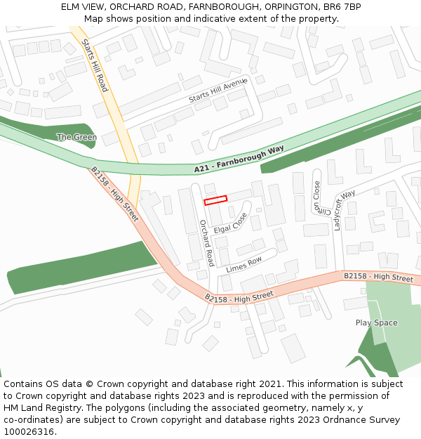 ELM VIEW, ORCHARD ROAD, FARNBOROUGH, ORPINGTON, BR6 7BP: Location map and indicative extent of plot