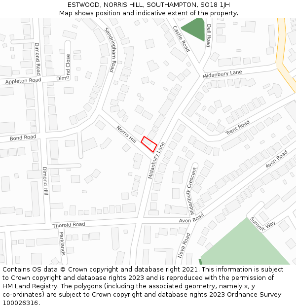 ESTWOOD, NORRIS HILL, SOUTHAMPTON, SO18 1JH: Location map and indicative extent of plot