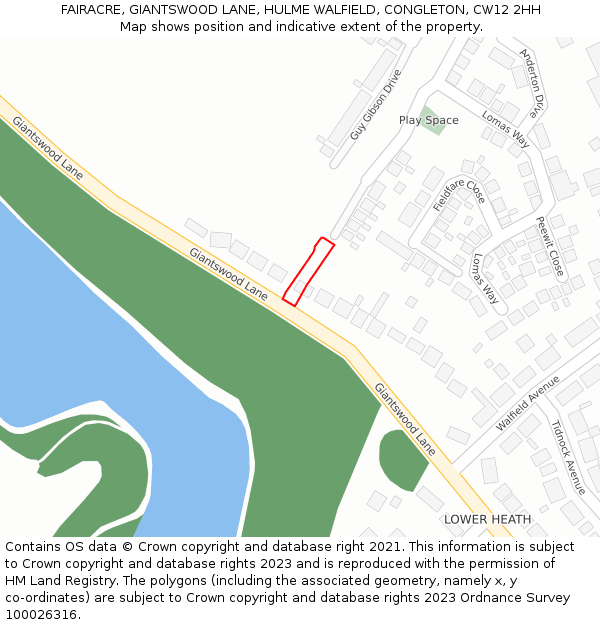 FAIRACRE, GIANTSWOOD LANE, HULME WALFIELD, CONGLETON, CW12 2HH: Location map and indicative extent of plot
