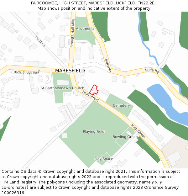FAIRCOOMBE, HIGH STREET, MARESFIELD, UCKFIELD, TN22 2EH: Location map and indicative extent of plot