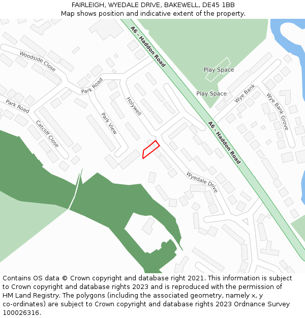 FAIRLEIGH, WYEDALE DRIVE, BAKEWELL, DE45 1BB: Location map and indicative extent of plot