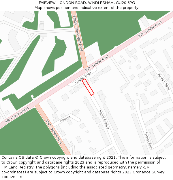 FAIRVIEW, LONDON ROAD, WINDLESHAM, GU20 6PG: Location map and indicative extent of plot