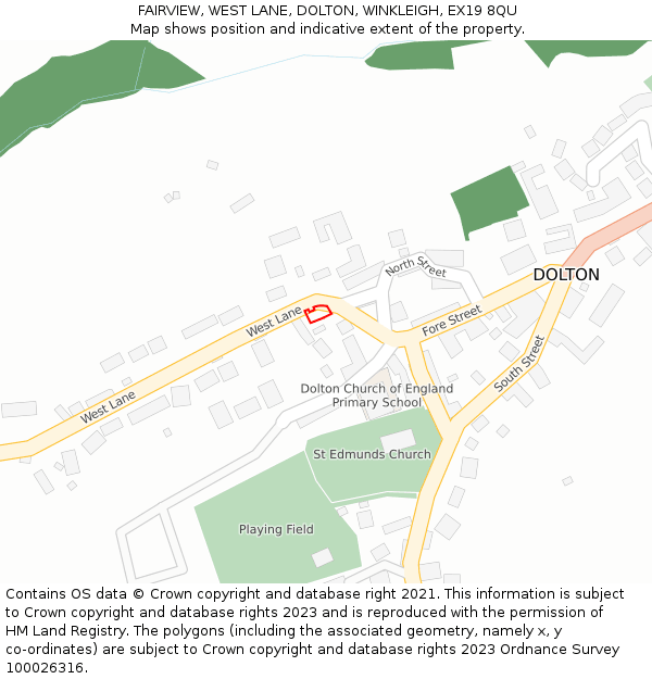 FAIRVIEW, WEST LANE, DOLTON, WINKLEIGH, EX19 8QU: Location map and indicative extent of plot
