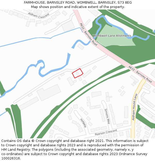 FARMHOUSE, BARNSLEY ROAD, WOMBWELL, BARNSLEY, S73 8EG: Location map and indicative extent of plot