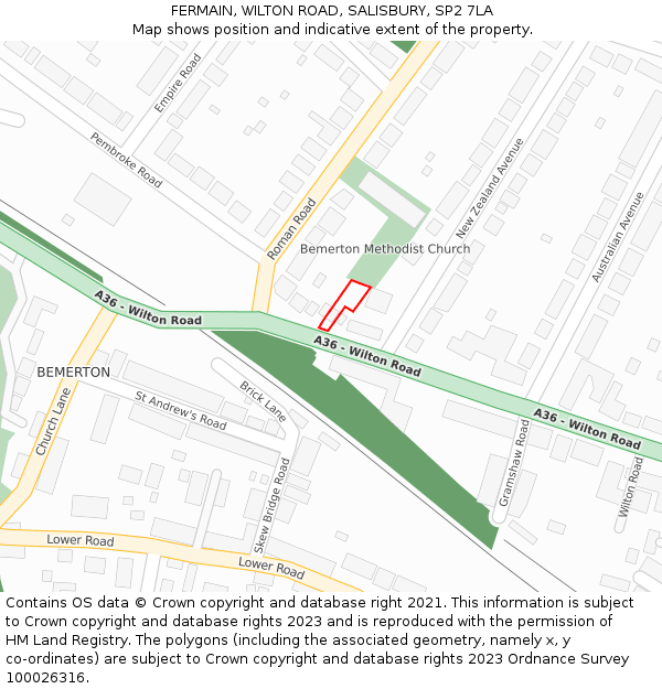 FERMAIN, WILTON ROAD, SALISBURY, SP2 7LA: Location map and indicative extent of plot