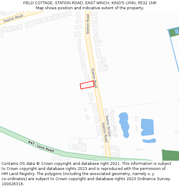 FIELD COTTAGE, STATION ROAD, EAST WINCH, KING'S LYNN, PE32 1NR: Location map and indicative extent of plot