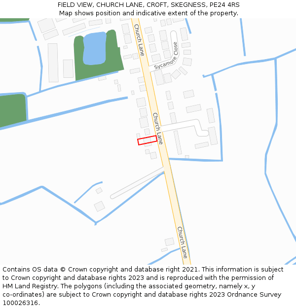 FIELD VIEW, CHURCH LANE, CROFT, SKEGNESS, PE24 4RS: Location map and indicative extent of plot