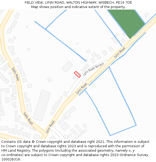 FIELD VIEW, LYNN ROAD, WALTON HIGHWAY, WISBECH, PE14 7DE: Location map and indicative extent of plot