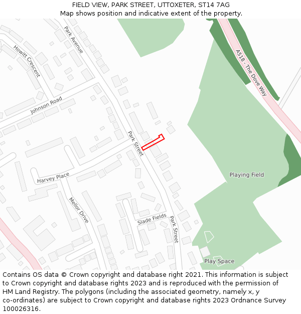 FIELD VIEW, PARK STREET, UTTOXETER, ST14 7AG: Location map and indicative extent of plot