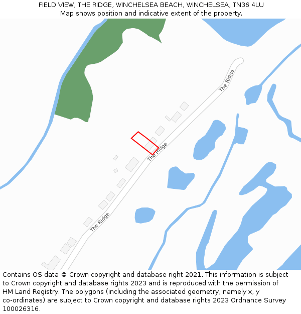 FIELD VIEW, THE RIDGE, WINCHELSEA BEACH, WINCHELSEA, TN36 4LU: Location map and indicative extent of plot