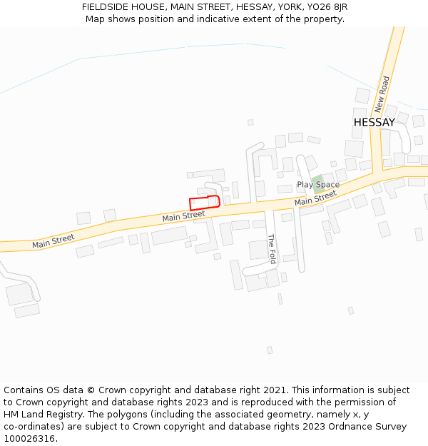 FIELDSIDE HOUSE, MAIN STREET, HESSAY, YORK, YO26 8JR: Location map and indicative extent of plot