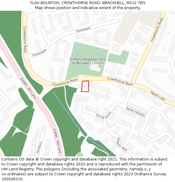 FLAX BOURTON, CROWTHORNE ROAD, BRACKNELL, RG12 7EN: Location map and indicative extent of plot