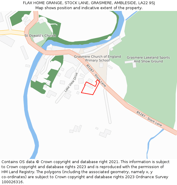 FLAX HOME GRANGE, STOCK LANE, GRASMERE, AMBLESIDE, LA22 9SJ: Location map and indicative extent of plot