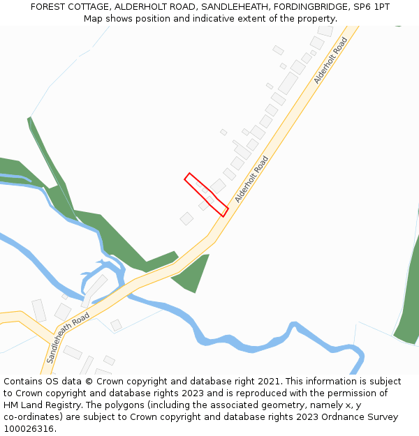 FOREST COTTAGE, ALDERHOLT ROAD, SANDLEHEATH, FORDINGBRIDGE, SP6 1PT: Location map and indicative extent of plot