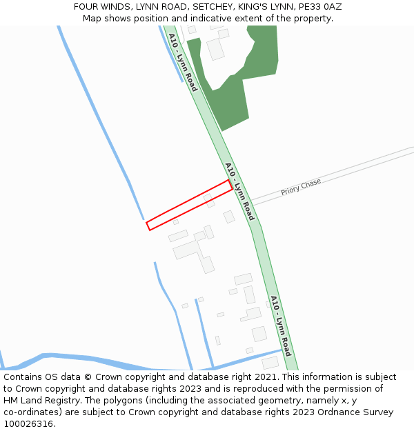 FOUR WINDS, LYNN ROAD, SETCHEY, KING'S LYNN, PE33 0AZ: Location map and indicative extent of plot