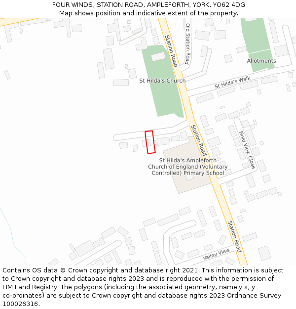 FOUR WINDS, STATION ROAD, AMPLEFORTH, YORK, YO62 4DG: Location map and indicative extent of plot