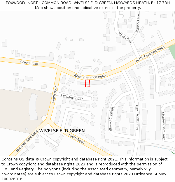 FOXWOOD, NORTH COMMON ROAD, WIVELSFIELD GREEN, HAYWARDS HEATH, RH17 7RH: Location map and indicative extent of plot