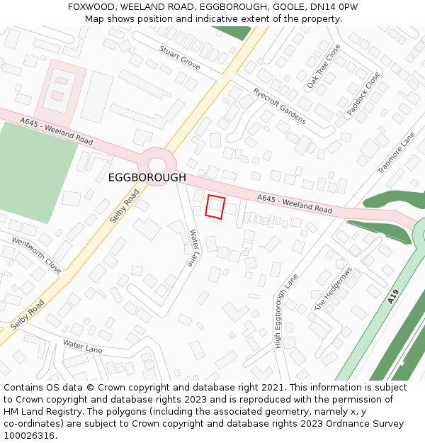 FOXWOOD, WEELAND ROAD, EGGBOROUGH, GOOLE, DN14 0PW: Location map and indicative extent of plot