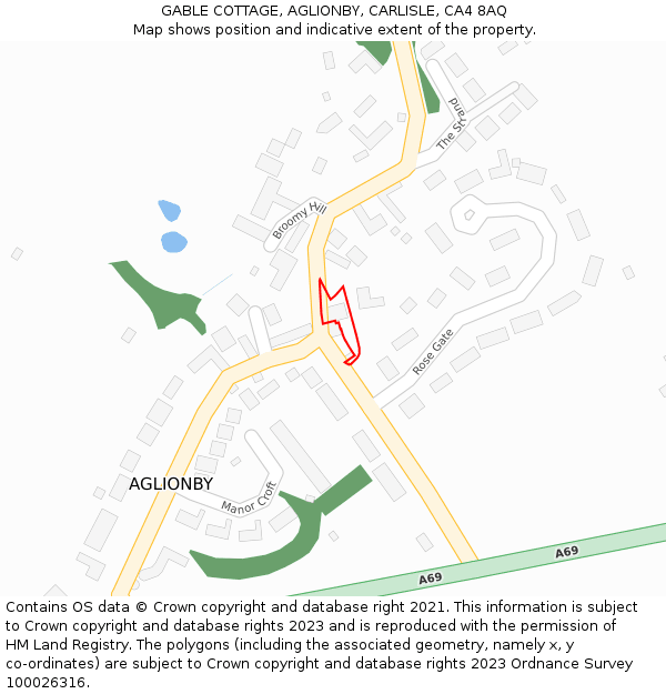 GABLE COTTAGE, AGLIONBY, CARLISLE, CA4 8AQ: Location map and indicative extent of plot