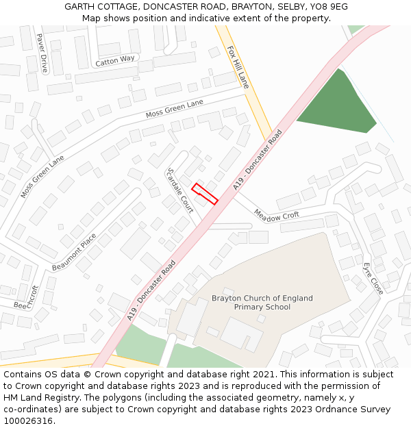 GARTH COTTAGE, DONCASTER ROAD, BRAYTON, SELBY, YO8 9EG: Location map and indicative extent of plot