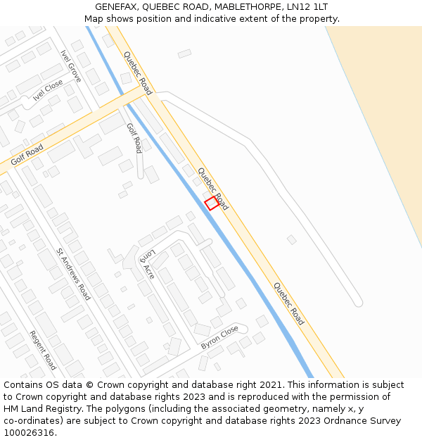GENEFAX, QUEBEC ROAD, MABLETHORPE, LN12 1LT: Location map and indicative extent of plot