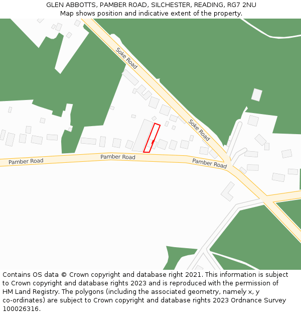 GLEN ABBOTTS, PAMBER ROAD, SILCHESTER, READING, RG7 2NU: Location map and indicative extent of plot