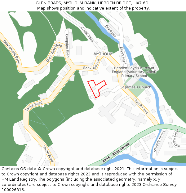 GLEN BRAES, MYTHOLM BANK, HEBDEN BRIDGE, HX7 6DL: Location map and indicative extent of plot